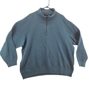 Wolverine Sweatshirt Men's L/S 1/4 Zip Ribbed Knit High Neck Pullover Blue 2XL